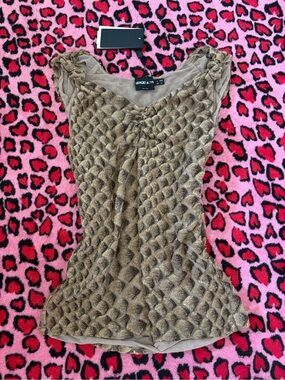 Deadstock y2k Giorgio Armani Snakeskin Taupe Terry Cloth Sleeveless Tank